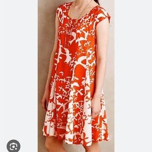Anthropologie Maeve Orange Bird Dress